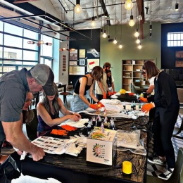 people doing arts and crafts